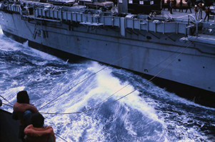 High-line personal transfer at Sea